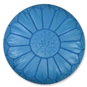 Berber Artisanal Leather Pouffe Handmade Delivered stuffed Pouf