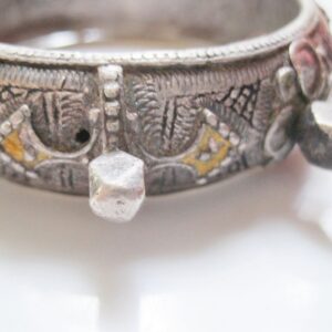 Amazigh Vintage Silver Knob Yellow Bracelet From Morocco