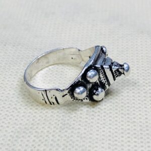 Handmade Amazigh Berber Solid Silver Geometric Pyramid Cone Ring