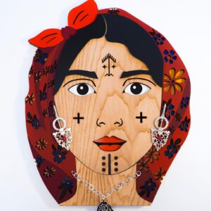 Handmade Tunisian Amazigh Berber Woman Wooden 3D Wall Art