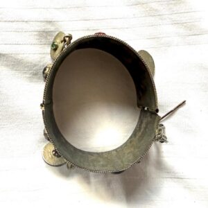 Amazigh Vintage Enamelled Red Cuff Bangle Coin Bracelet