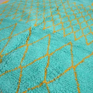 Custom Amazigh Berber Turquoise Geometric Natural Wool Living Room Rug