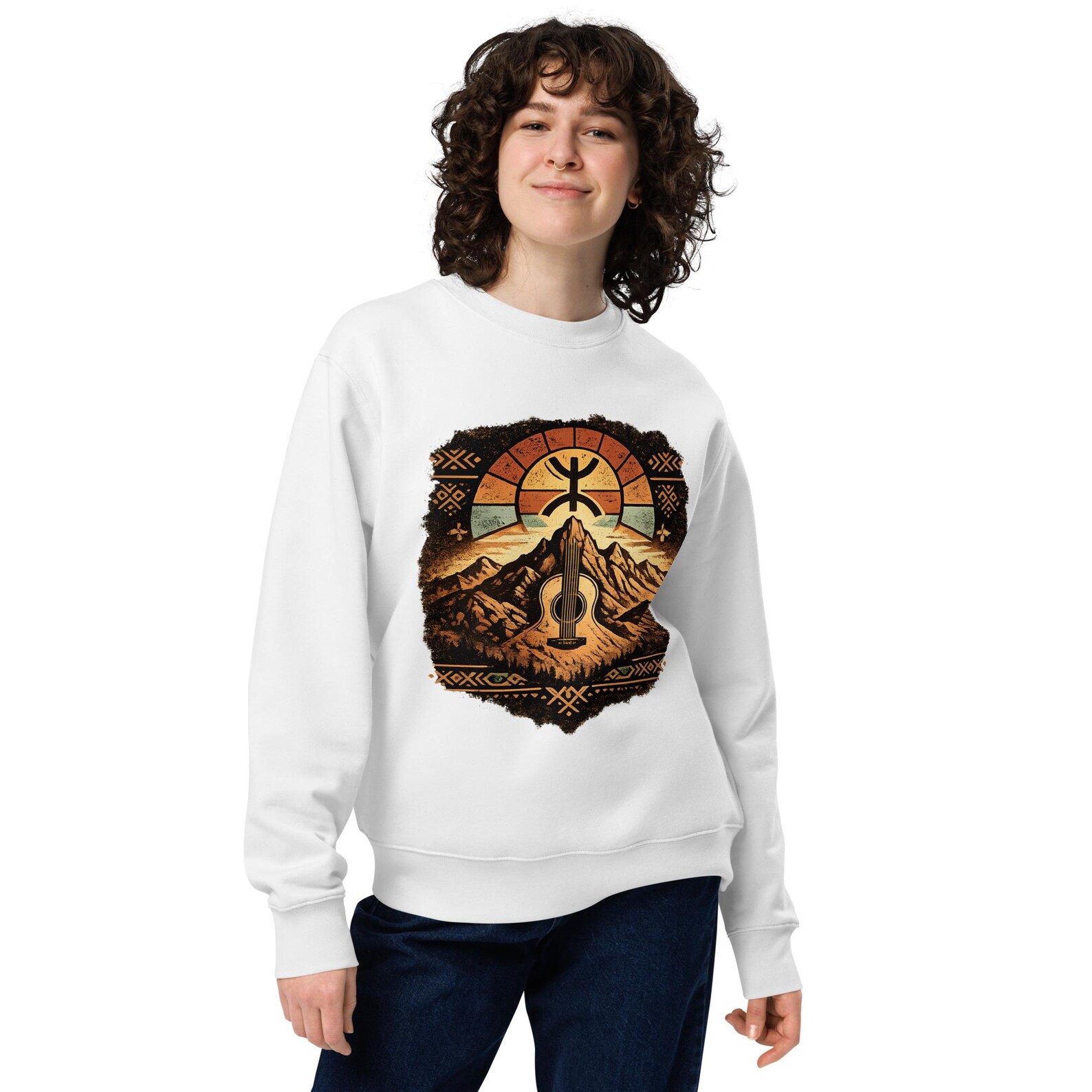 Amazigh Berber Yaz Symbol Unisex Sweatshirt Mountain Landscape Ring