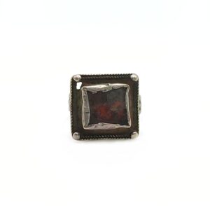 Berber Ancient Square Silver Glass Ring With Heritage