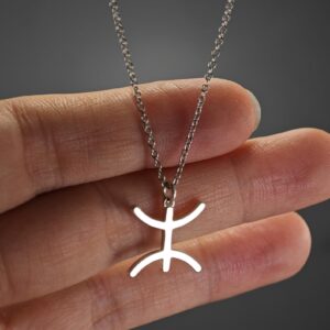 Berber Silver Symbol Pink Necklace - Gold YAZ