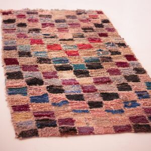 Amazigh Boujaad Vintage Cotton Knotted Tribal Design Rug