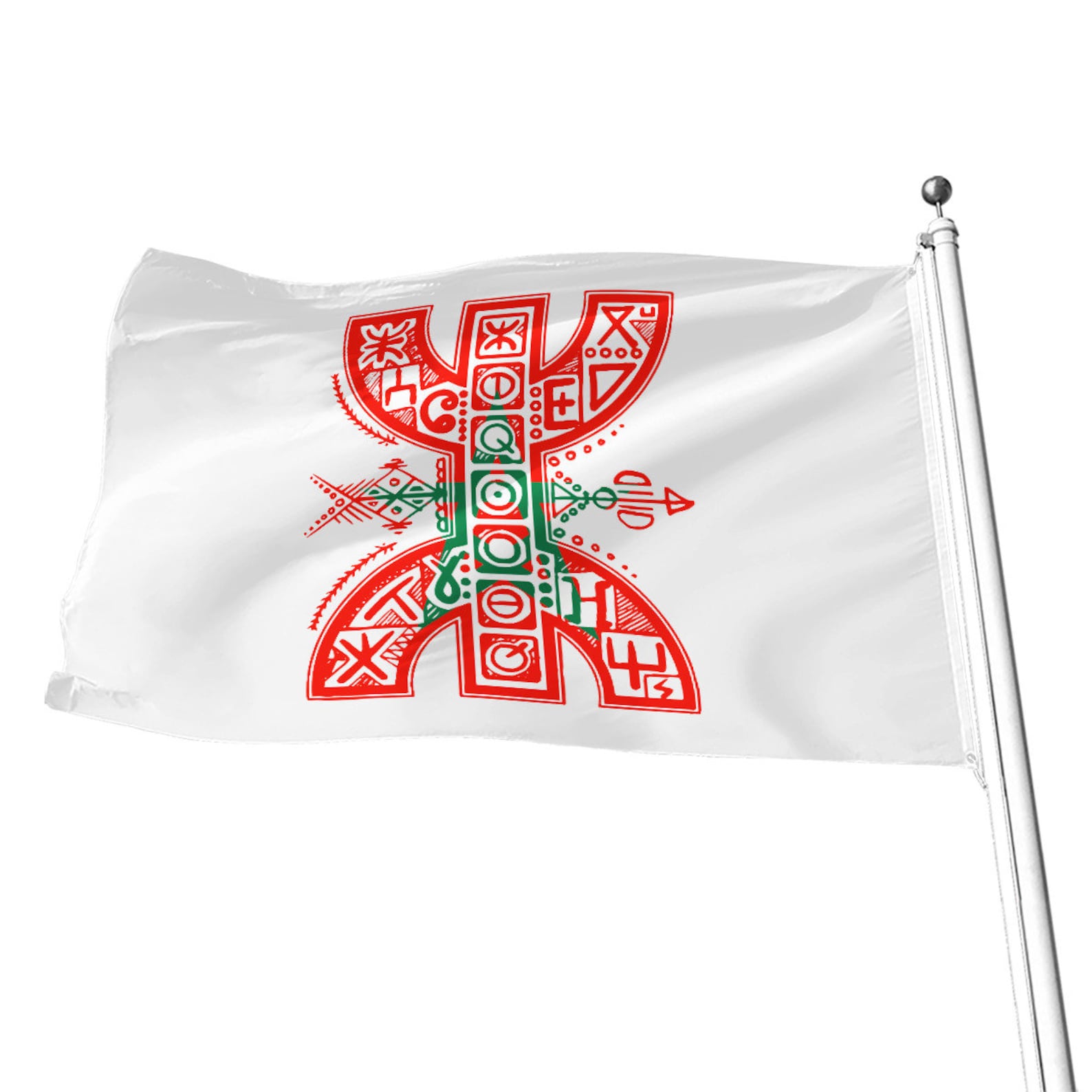 Amazigh Yaz Tifinagh White Polyester Heritage Display Flag