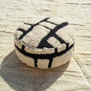 Berber Handmade Beni Ourain Wool Ottoman Boho Pouf