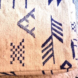 Berber Kilim Square Cover Blue Wool Floor Pouf