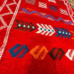 Berber Handmade Cashmere Red Culture Carpet Traditional Rug