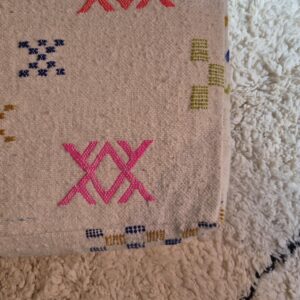 Berber Set Multicolor Wool Kilim Cover Square Pouf