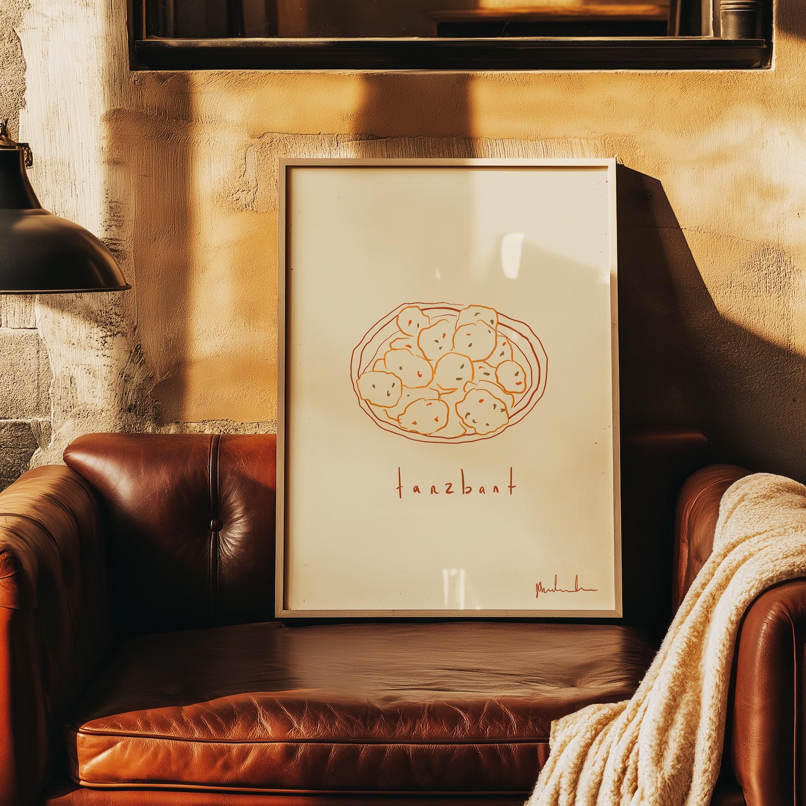 Amazigh Kabyle Tarzbant Print Hand-Drawn Food Art for Everyday Heritage Style Use