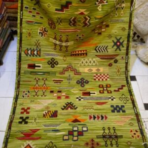 Berber Camel Wool Handmade Runner Rug With Tribal Motifs