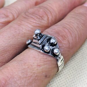 Handmade Amazigh Berber Solid Silver Geometric Pyramid Cone Ring