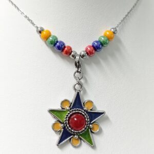 Amazigh Kabyle Beaded Stainless Steel Necklace with Customizable Pendant