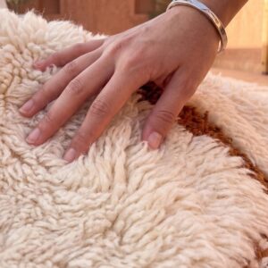Berber Custom Design Wool Neutral Geometric Living Room Rug