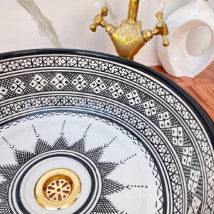Amazigh Hand Painted Multiband Bathroom Sink Basin Ceramic Ring