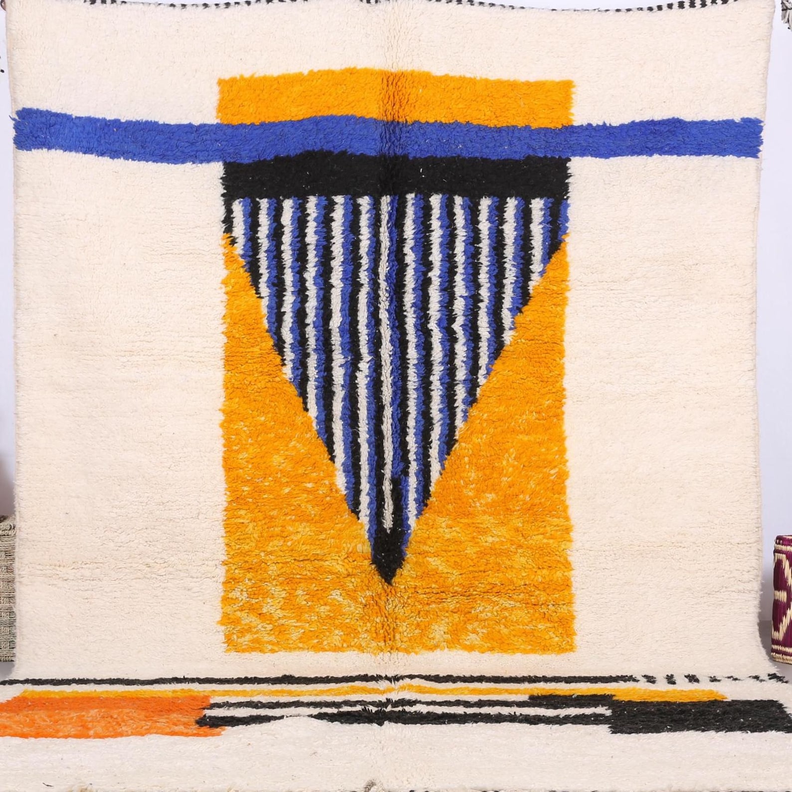 Berber Custom Design Wool Geometric Living Room Rug