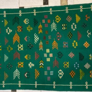 Berber Camel Wool Handmade Runner Rug With Tribal Motifs
