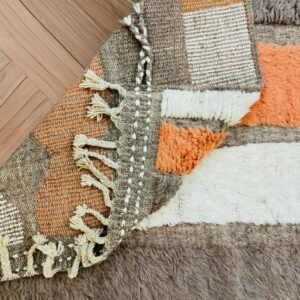 Berber Textured Handwoven Wool High-Pile Abstract Design Rug