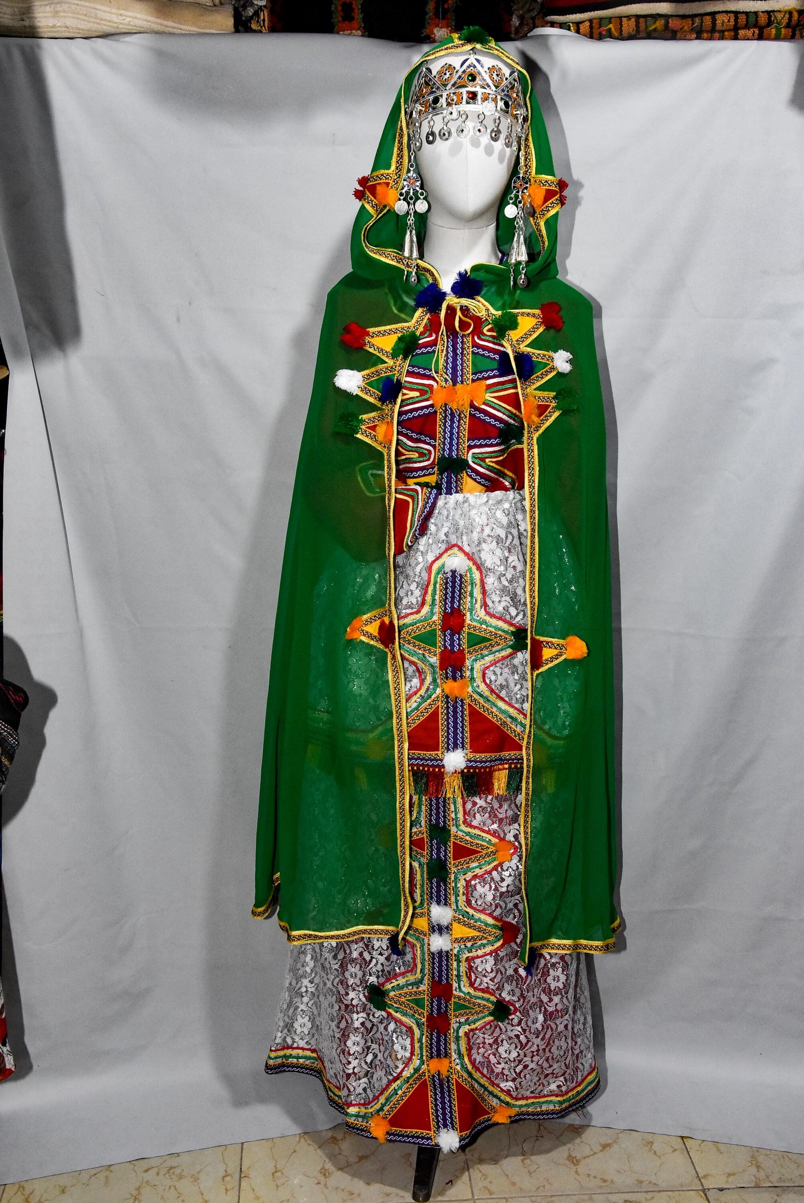 Berber Wedding Dress Caftan Headdress Burnouse Set Kaftan
