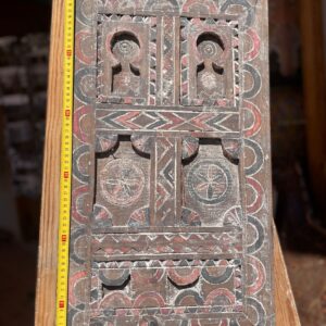 Antique Amazigh Berber Carved Wood Door Panel Wall Art