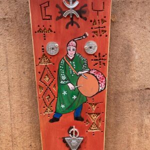 Berber Hand-Painted Wooden Musician Drum Wall Art Decor
