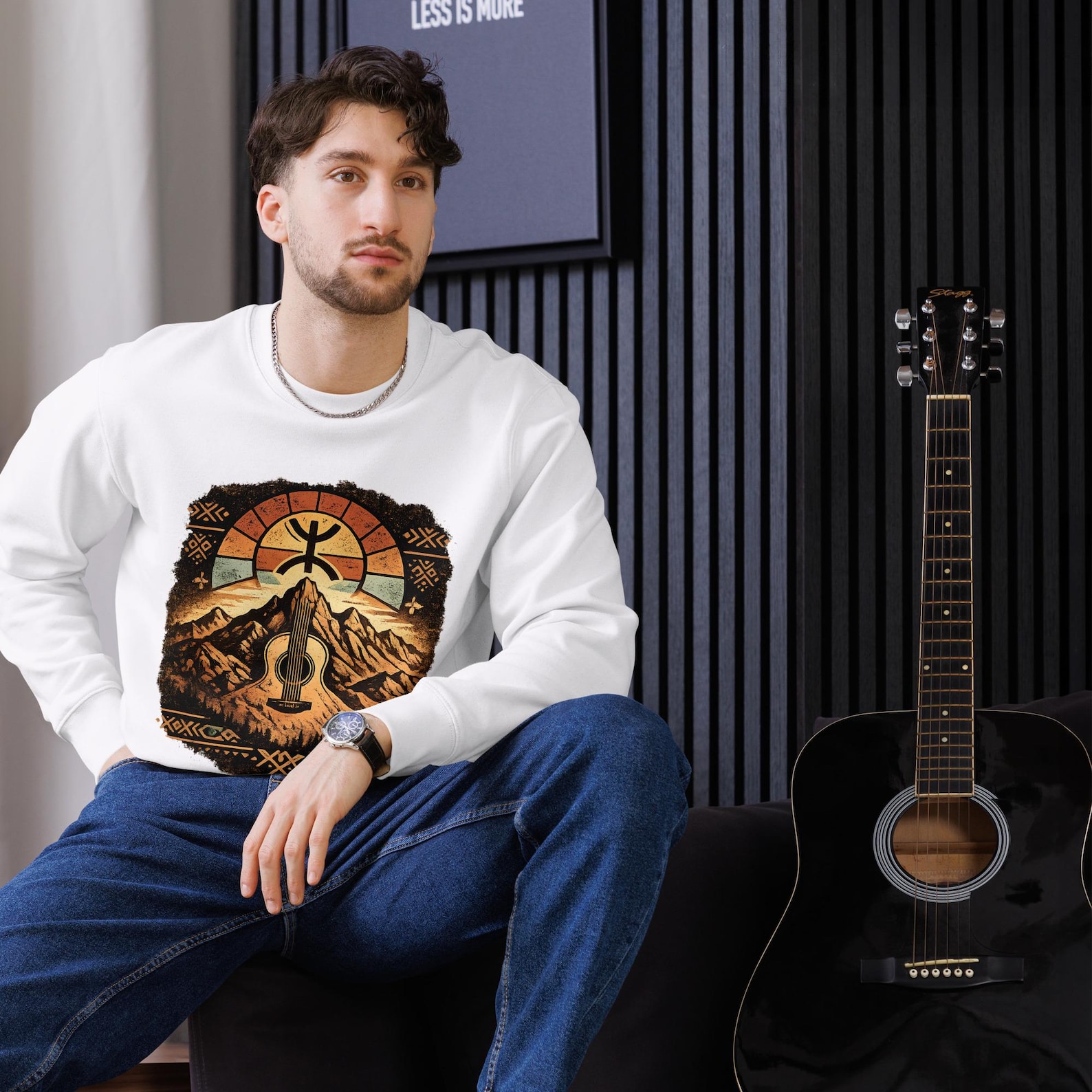 Amazigh Berber Yaz Symbol Unisex Sweatshirt Mountain Landscape Ring