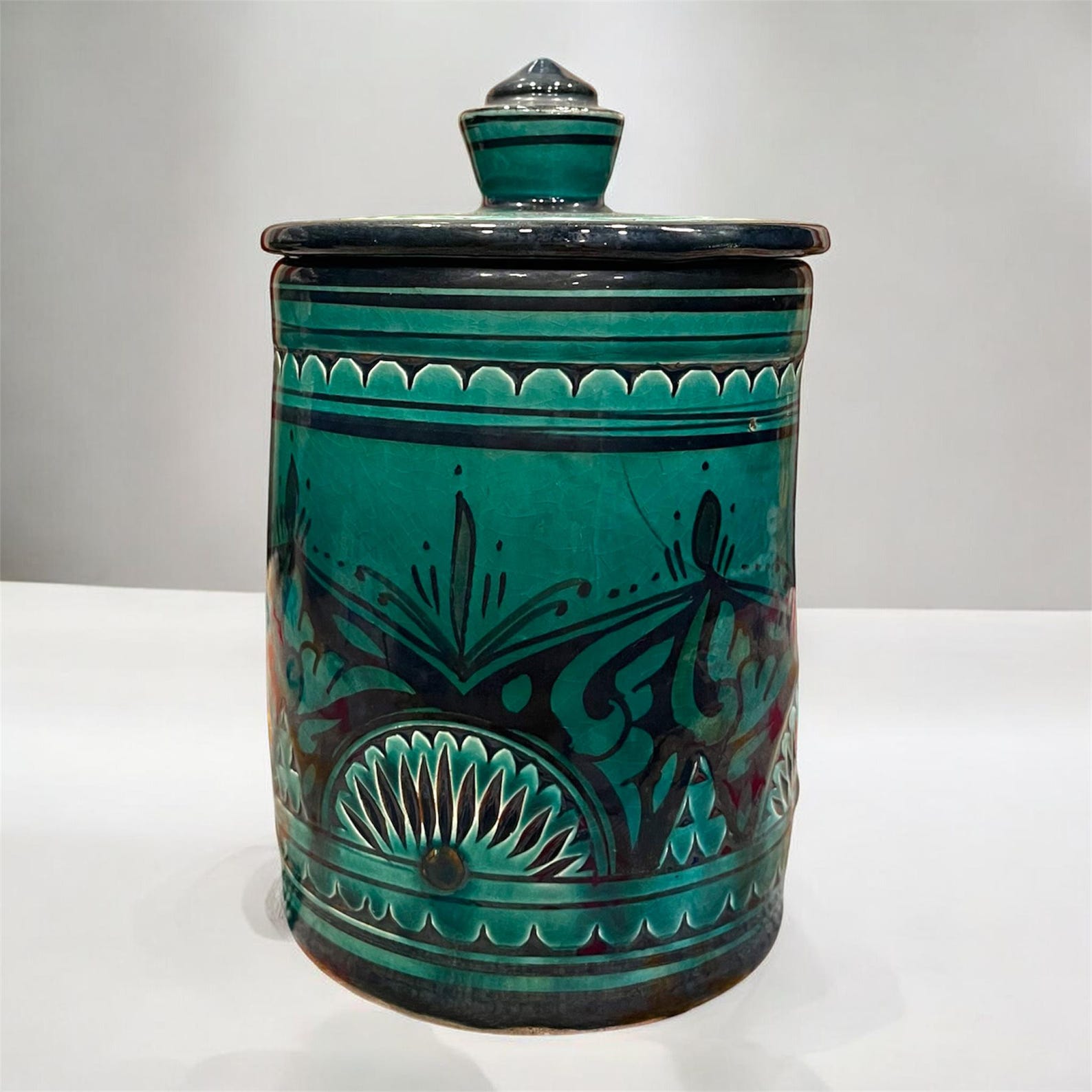 Berber Handmade Storage Jar Lid Hand Ceramic Piece