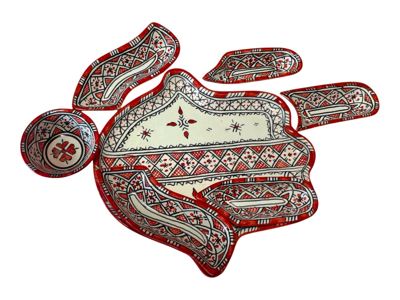Amazigh Elegant Serving Set Pieces Handmade Ceramic Piece