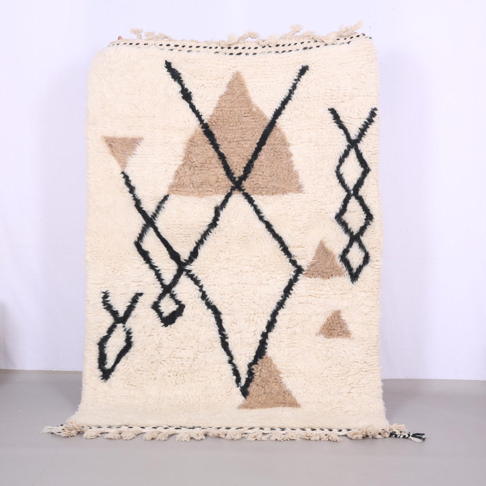 Berber Custom Design Wool Neutral Geometric Living Room Rug
