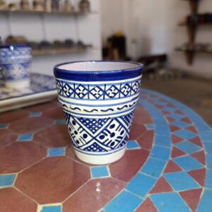 Amazigh Handmade Tea Set Blue White Ceramic Bowl