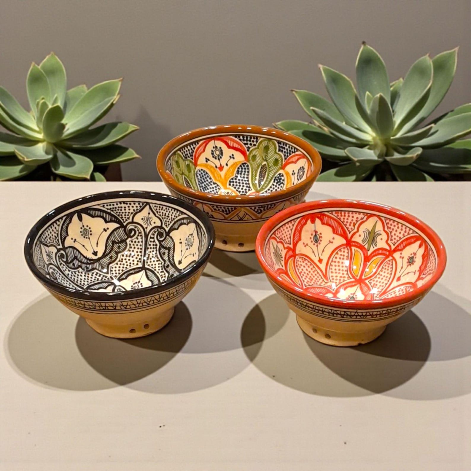 Amazigh Hand-Painted Ceramic Bowls Set Traditional Colorful Bowl