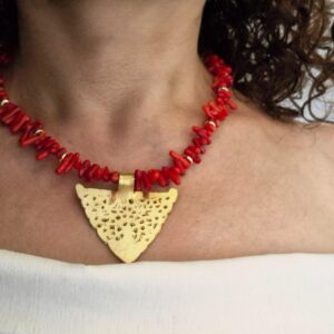Amazigh Kabyle Red Coral Medallion Corail Necklace Jewelry
