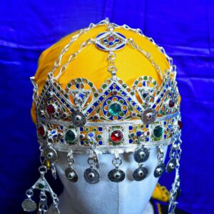 Handmade Amazigh Berber Taounza Silver Enamel Tribal Crown Headband