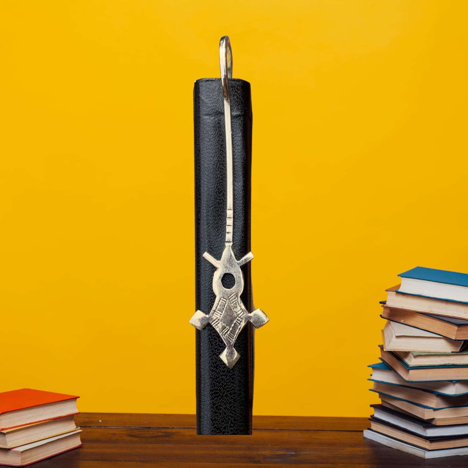 Berber Handmade Tuareg Sword-Shaped Engraved Mixed Metal Bookmark