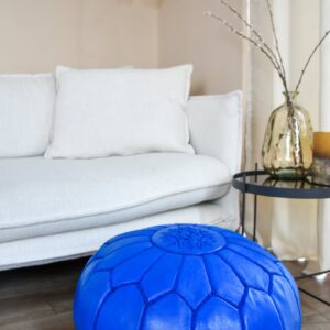 Amazigh Artisanal Leather Pouffe Handmade Delivered stuffed Pouf