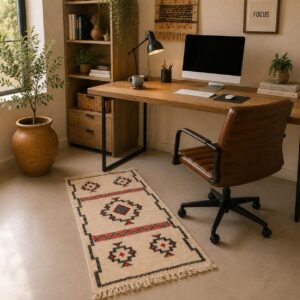 Berber Cream Handmade Geometric 100x50 cm Small Rug