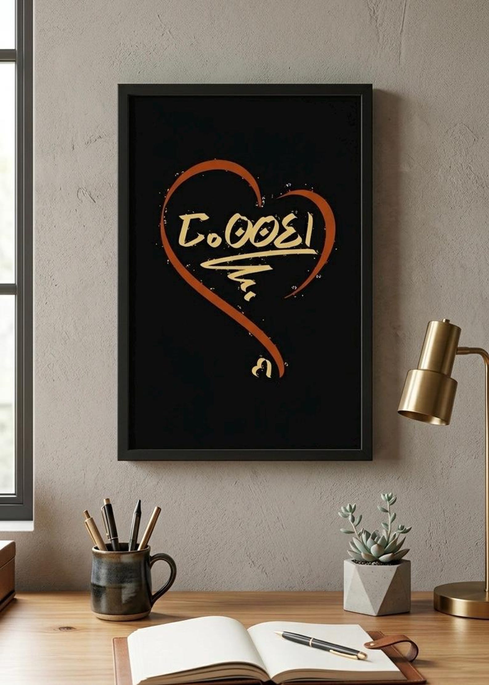 Custom Amazigh Tifinagh Name Heart Personalized Digital Wall Art