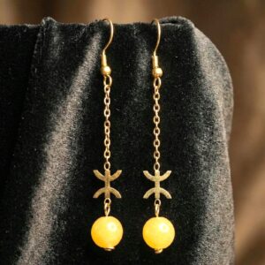 Amazigh Boucles d'oreilles YAZ tifinagh acier inoxydable avec pierres naturelles Adaptation moderne