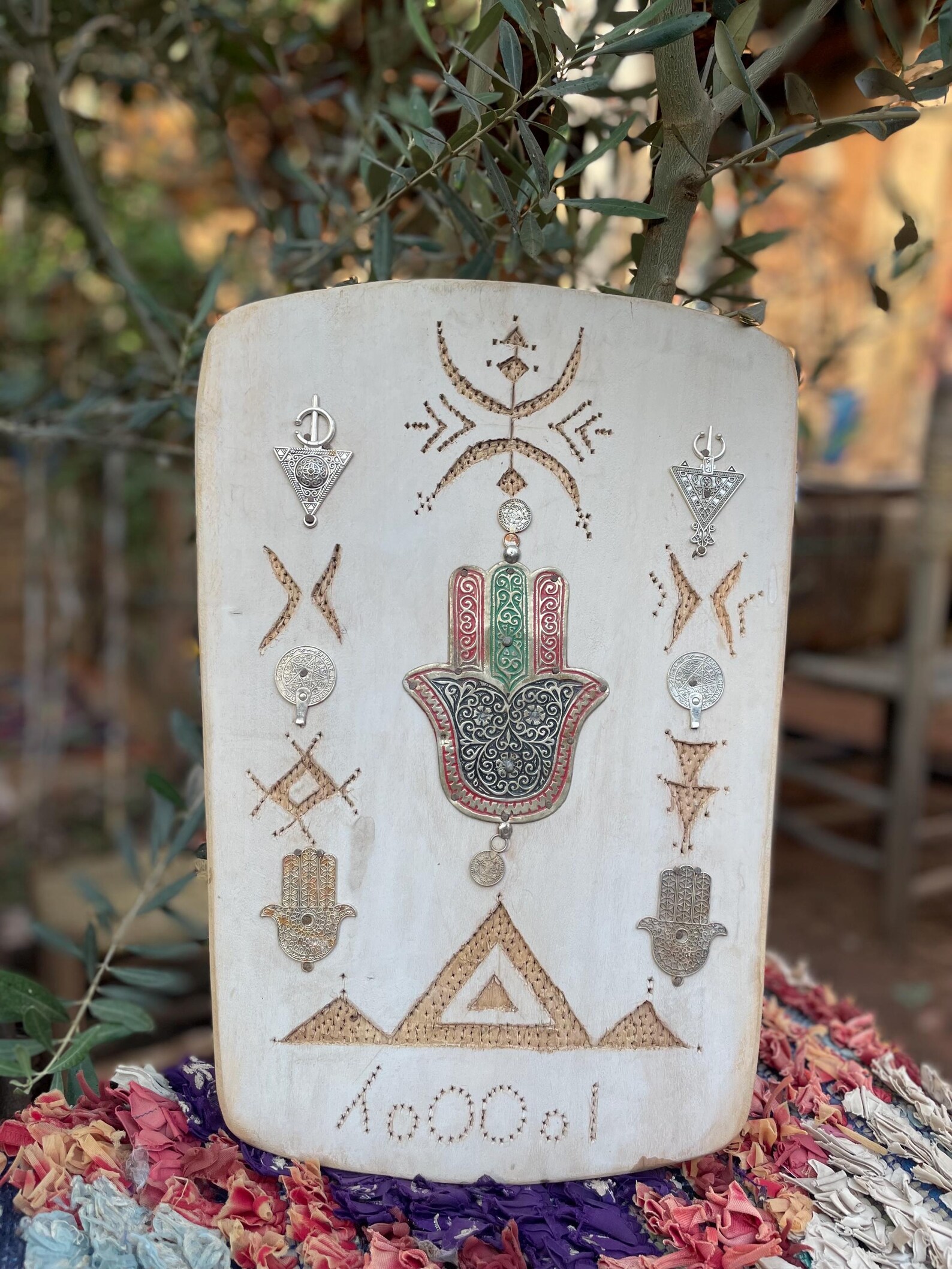 Berber Handmade Willow Wood Hamsa Wall Decor Symbols Boho Art