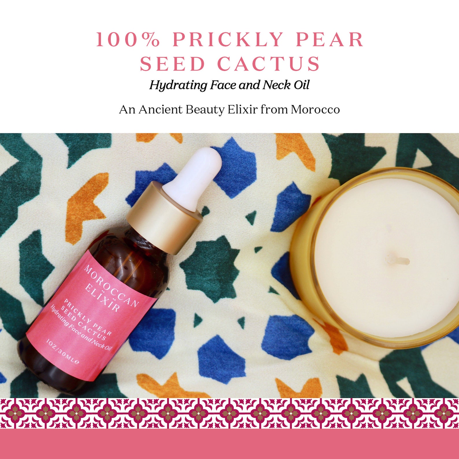 Berber Prickly Pear Cactus Face Neck Oil for Everyday Heritage Style Use