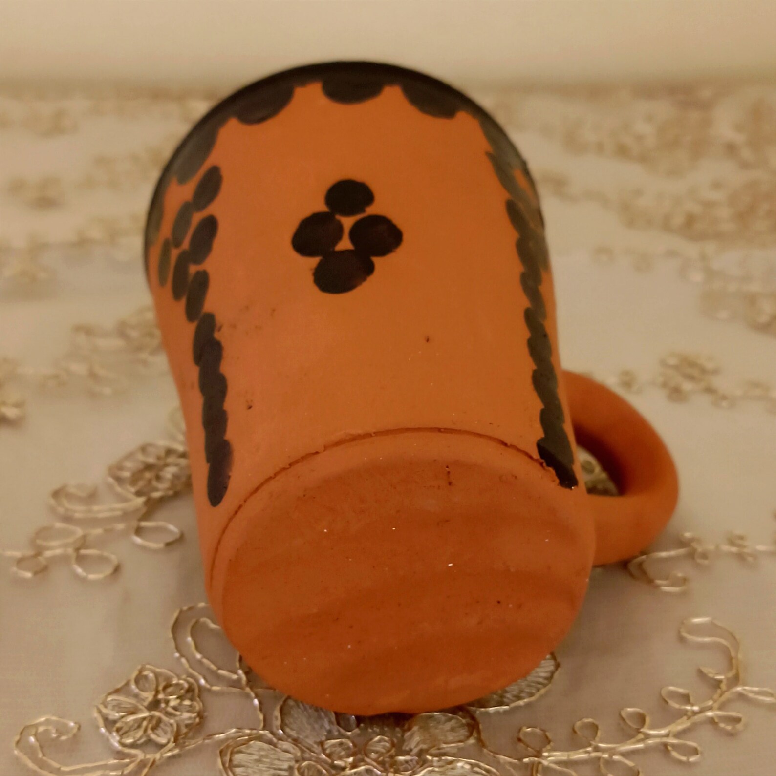 Amazigh Red Clay Ceramic Mug Traditional Kitchen Dining Cup