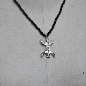Amazigh Berber Tifinagh Yaz Symbol Silver Pendant Black Bead Necklace