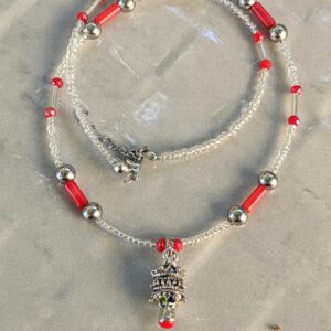 Amazigh Kabyle Handmade Stainless Steel Red Coral Enamel Necklace