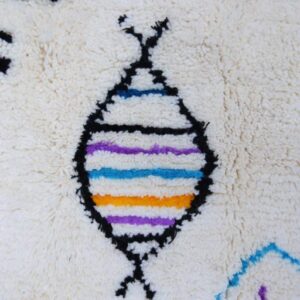 Amazigh Unique Round Minimalist Wool White Colorful Rug
