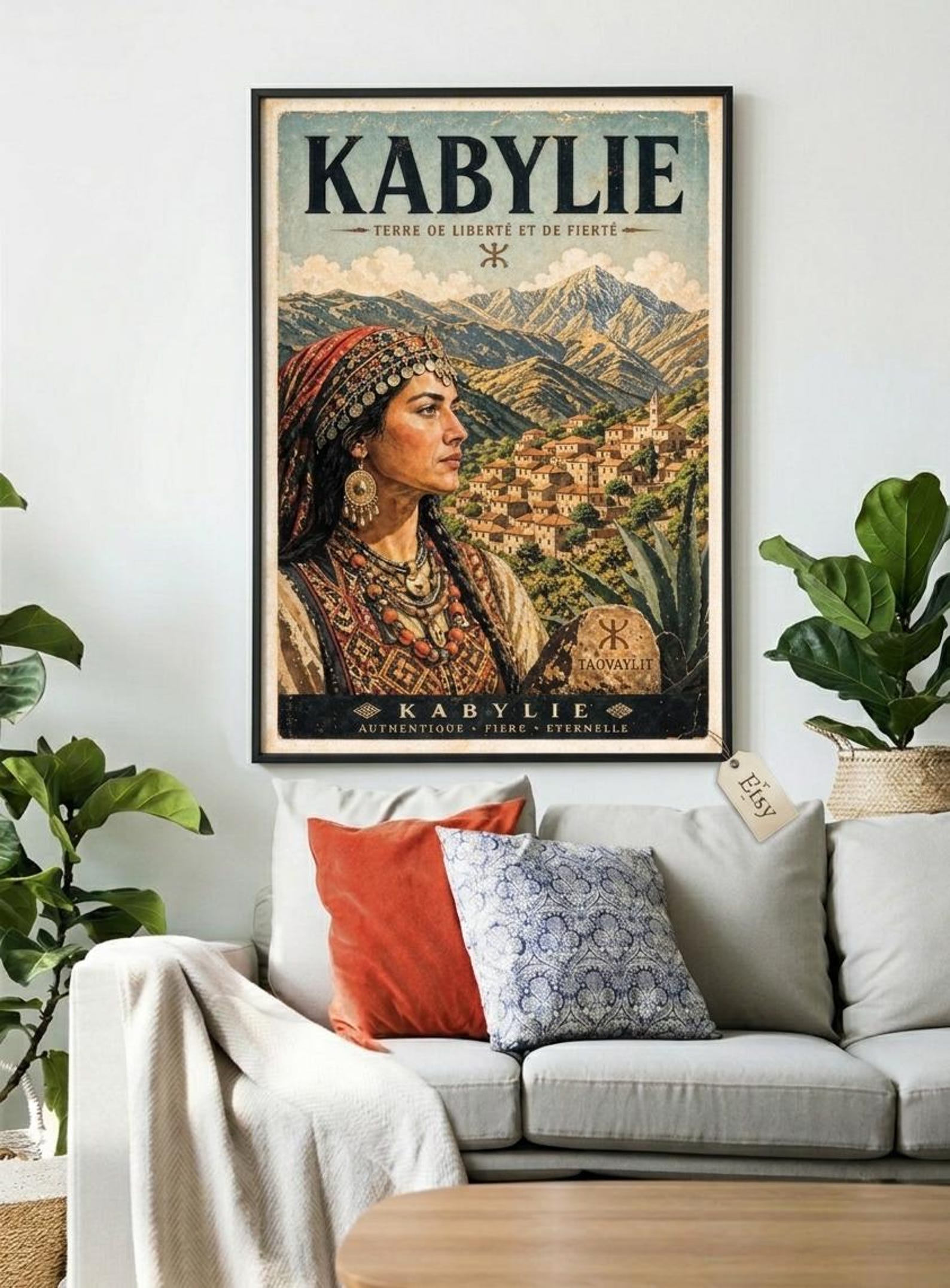 Vintage Kabyle Berber Travel Poster Amazigh Algeria Wall Art