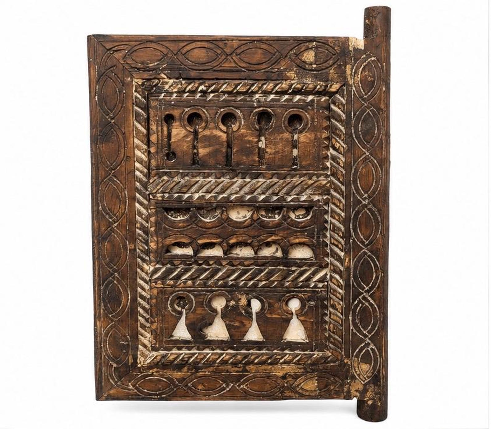 Berber Antique Hand Carved Wooden Panel Wall Art Decor