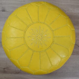 Berber Artisanal Leather Pouffe Handmade Delivered stuffed Pouf