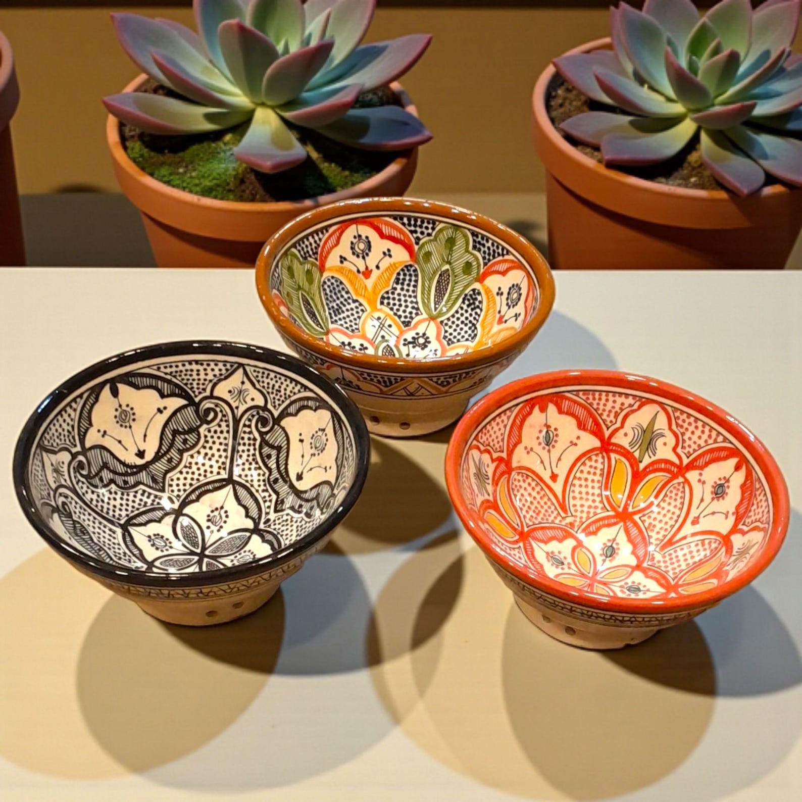 Amazigh Hand-Painted Ceramic Bowls Set Traditional Colorful Bowl